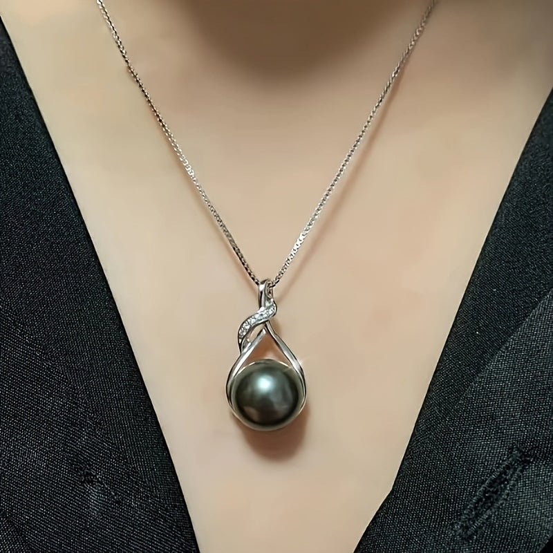 "Gifts for Women Wife-Tahitian-Black-Pearl-Necklace-Gift for Wife Wedding Birthday Anniversary Jewelry-Mom Girlfriend Her Mothers Day Gifts for Mom Women Valentines Day Christmas Day Gifts"