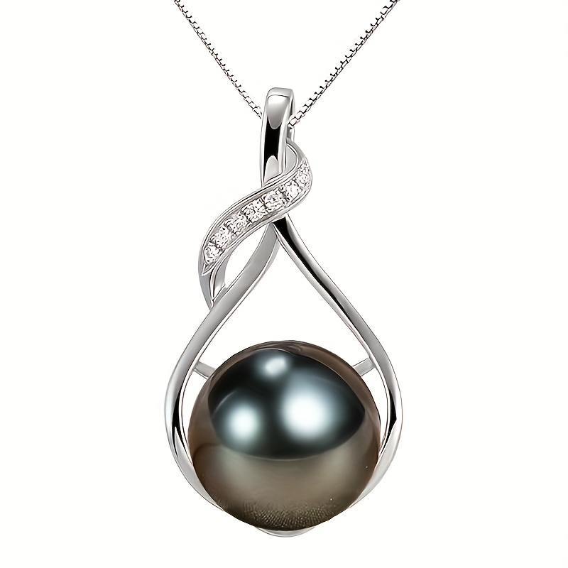 "Gifts for Women Wife-Tahitian-Black-Pearl-Necklace-Gift for Wife Wedding Birthday Anniversary Jewelry-Mom Girlfriend Her Mothers Day Gifts for Mom Women Valentines Day Christmas Day Gifts"