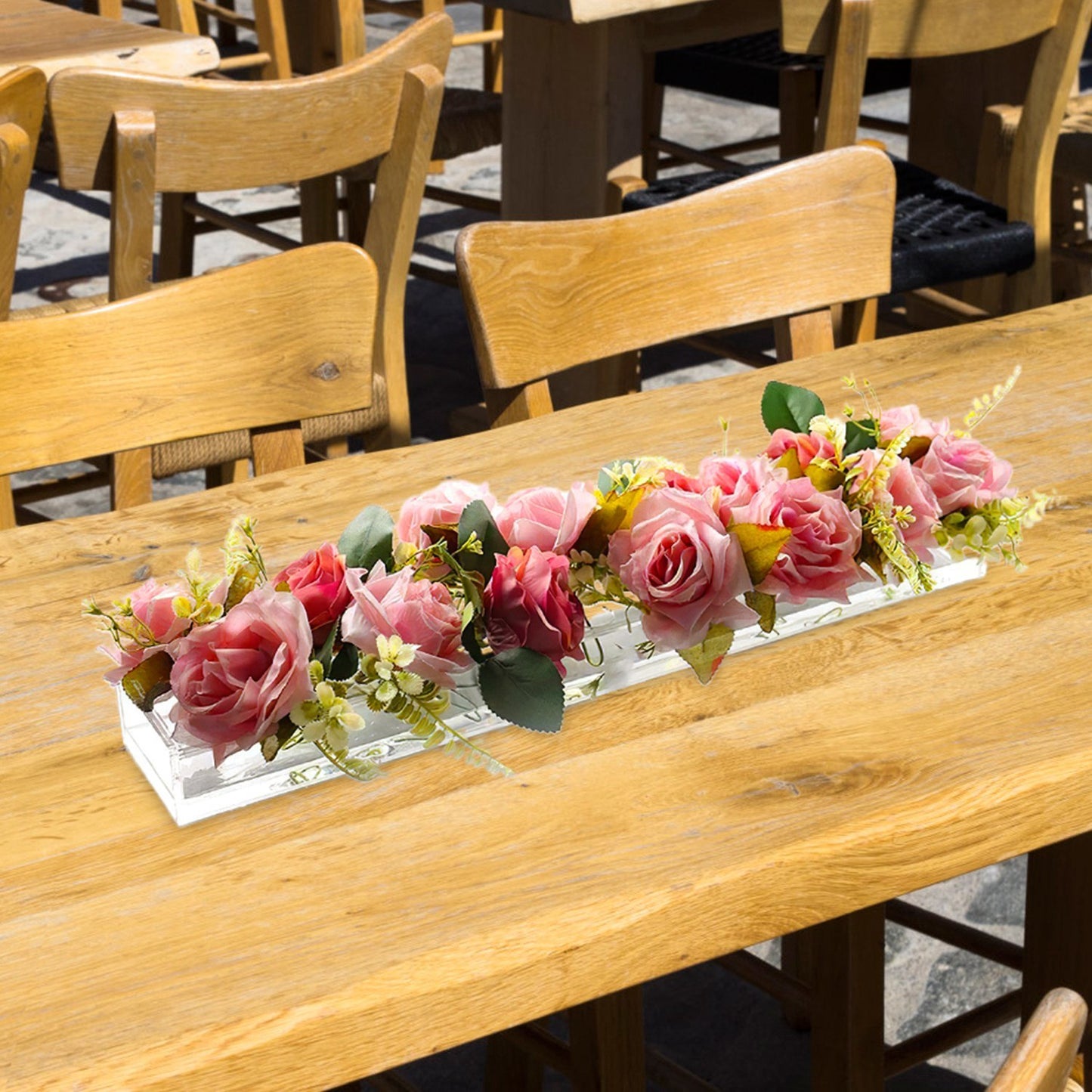Clear Acrylic Flower Vase Rectangular Floral Centerpiece for Table Decoration Modern Flower Holder for Mother's Day Valentine's Day Wedding Party 12 Holes