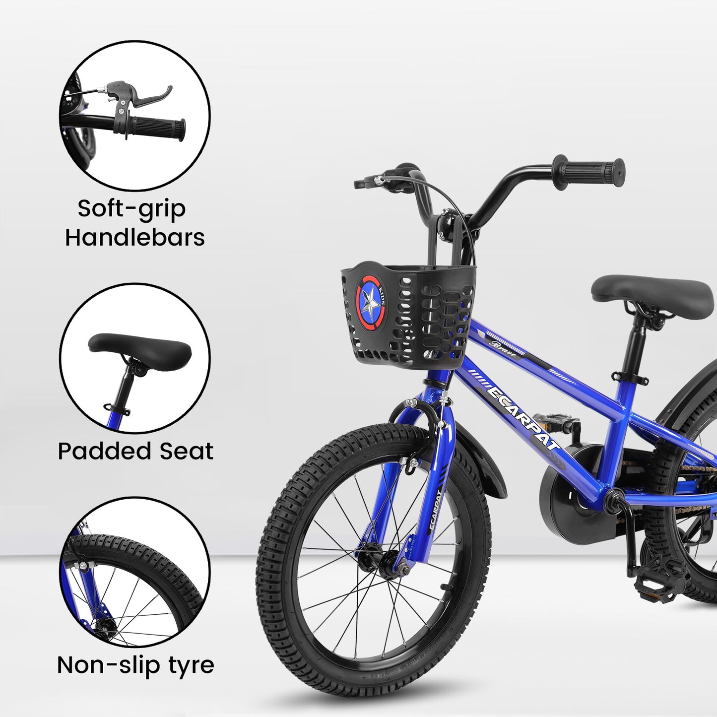 C16111A-Kids Bike 14 inch for Boys & Girls with Training Wheels, Freestyle Kids' Bicycle with Bell,Basket and fender.