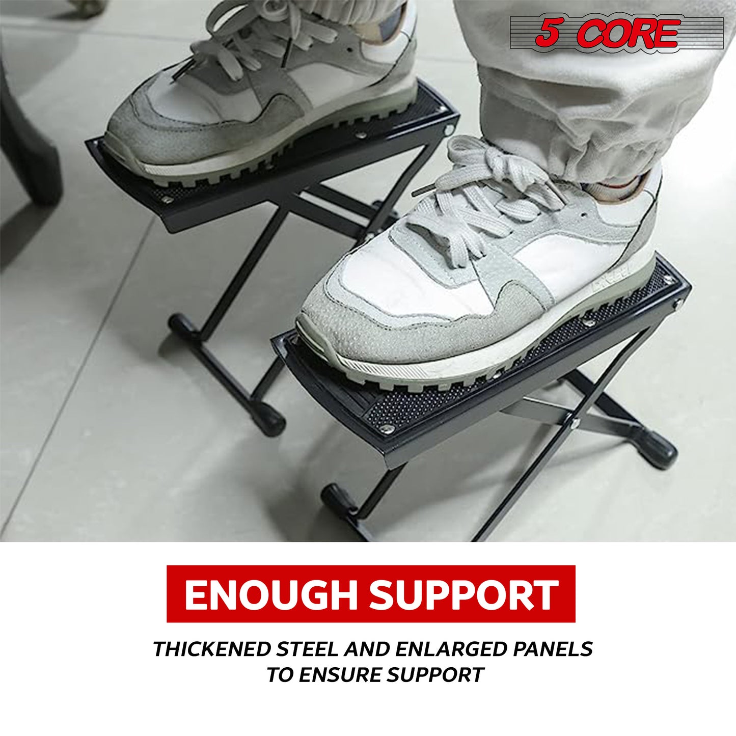 5 Core Guitar Foot Stool Pair Height Adjustable Folding Leg Rest Portable Classical Footrest - GFS WHTE 2PCS