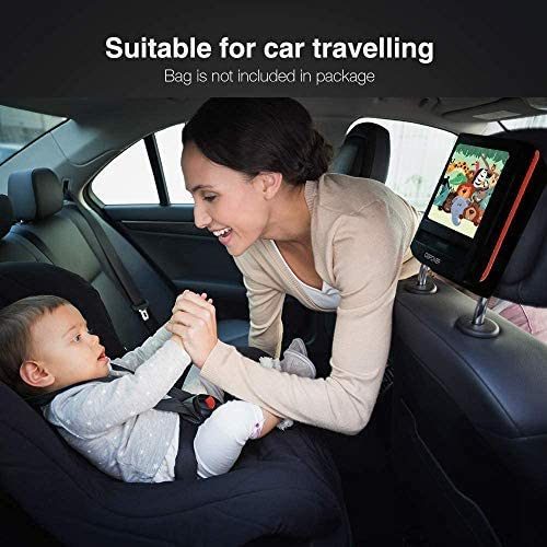 DBPOWER 11.5" Portable DVD Player; 5-Hour Built-in Rechargeable Battery; 9" Swivel Screen; Support CD/DVD/SD Card/USB; Remote Control; 1.8 Meter Car Charger; Power Adaptor and Car Headrest (Red)