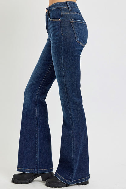 RISEN Full Size High Rise Flare Jeans with Pockets