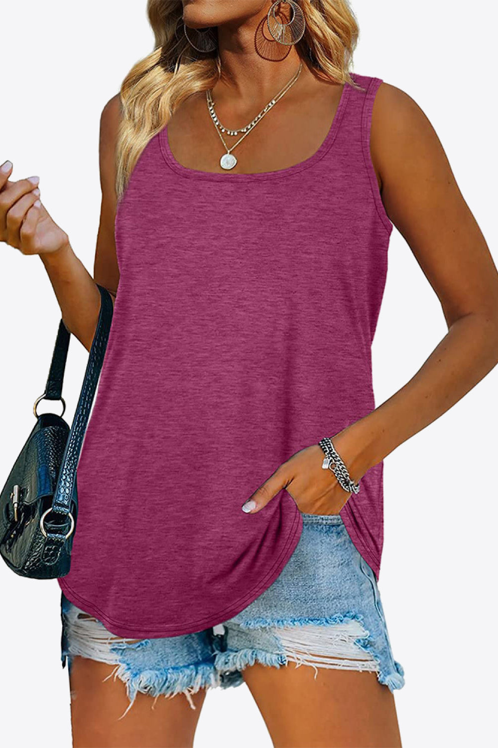 Curved Hem Square Neck Tank