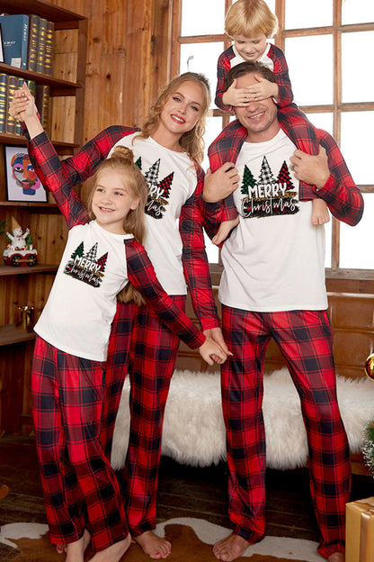 MERRY CHRISTMAS Graphic Top and Plaid Pants Set