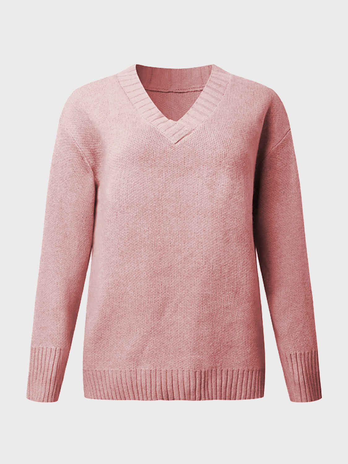 V-Neck Long Sleeve Knit Top