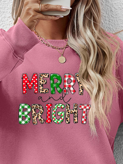 MERRY AND BRIGHT Round Neck Sweatshirt