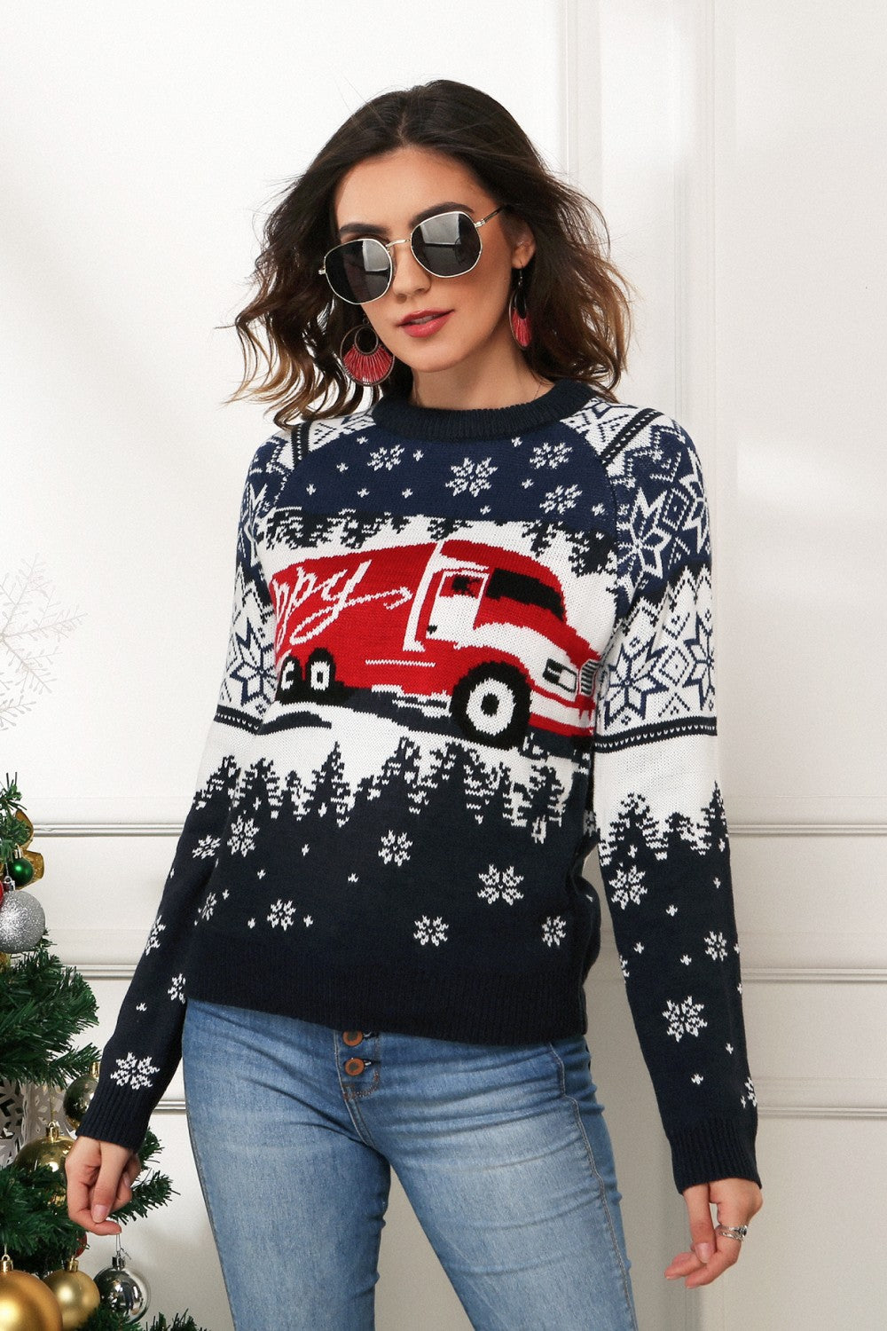 HAPPY Christmas Raglan Sleeve Sweater