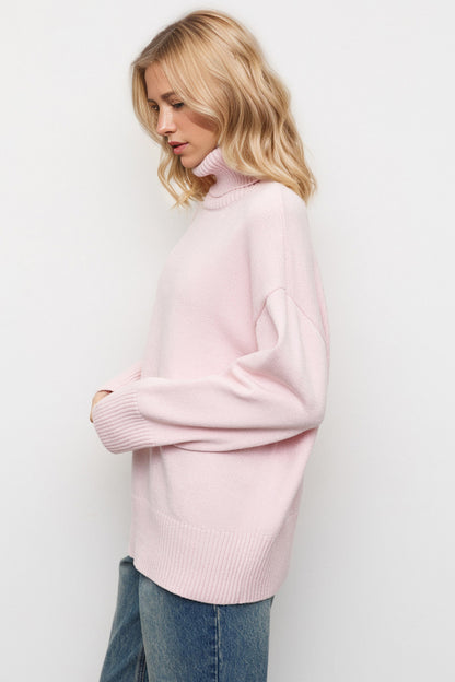 Basic Bae Turtleneck Dropped Shoulder Long Sleeve Sweater