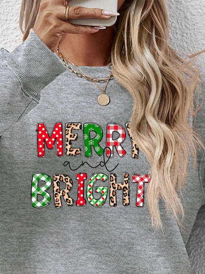 MERRY AND BRIGHT Round Neck Sweatshirt