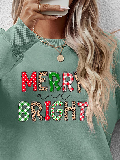 MERRY AND BRIGHT Round Neck Sweatshirt