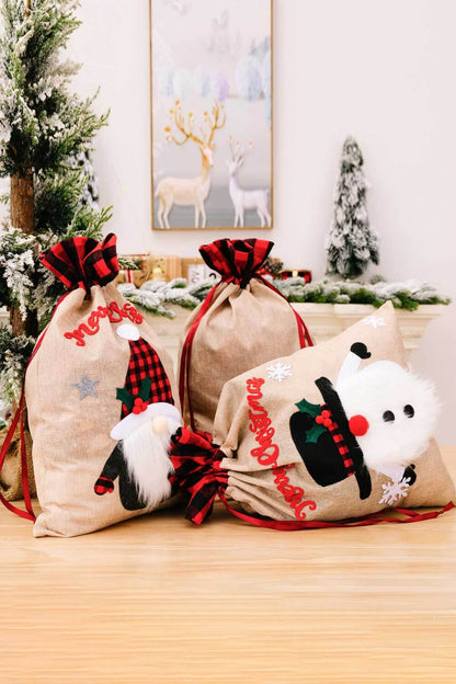 3-Pack Christmas Graphic Drawstring Gift Bags