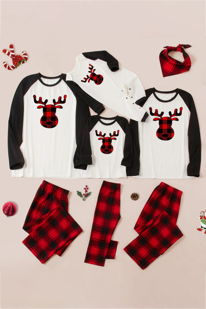 Reindeer Graphic Top and Plaid Pants Set