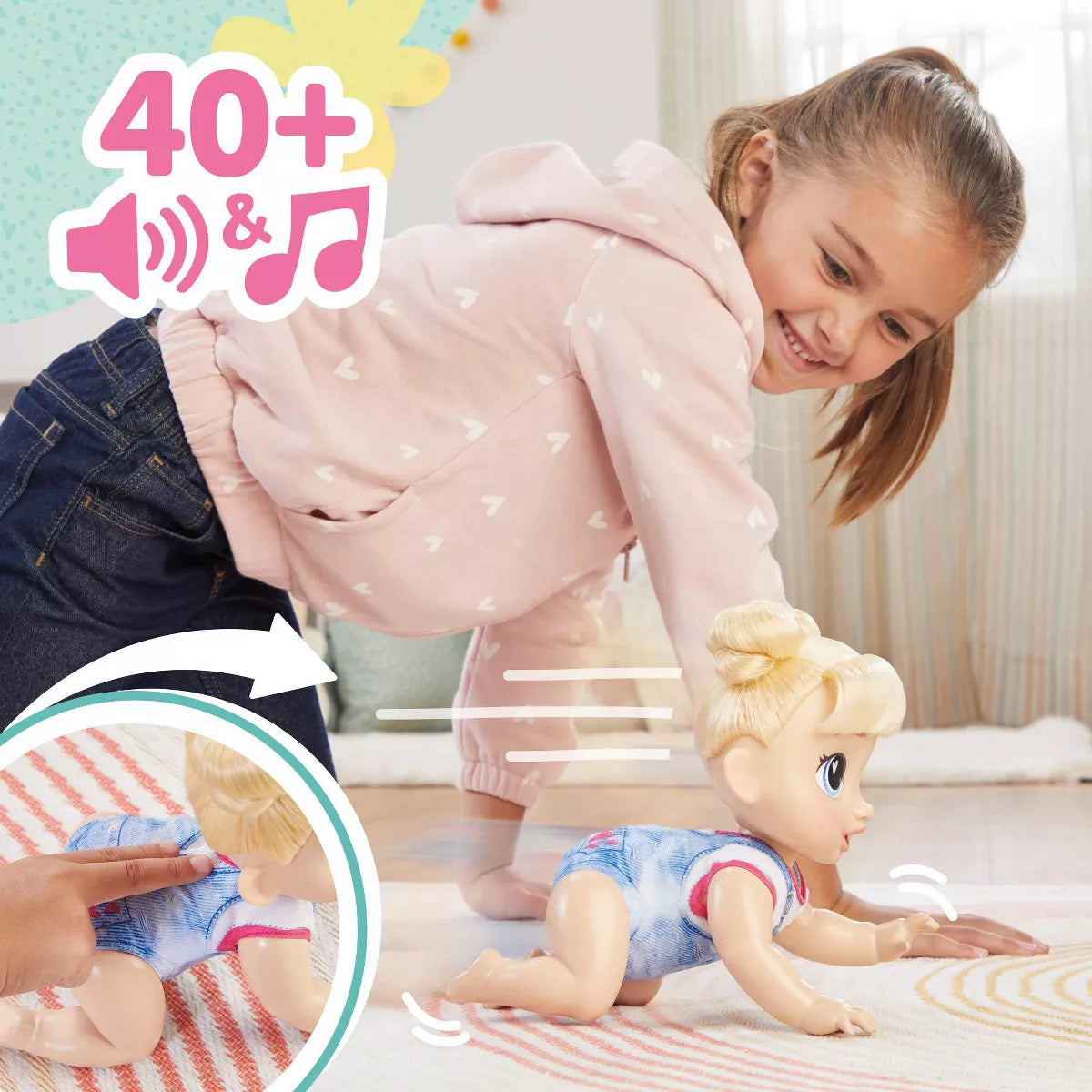 Baby Alive Crawl N Play Baby Doll Harper: Interactive Toy for Kids, Blonde Hair, Blue Eyes, Ages 3+