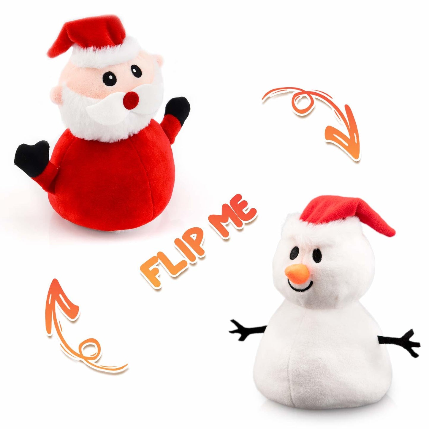 Santa Plush Snowman Plush Toy Reversible Christmas Santa Claus Double Side Stuffed Plushie Soft Doll New Year Birthday Gift for Kids