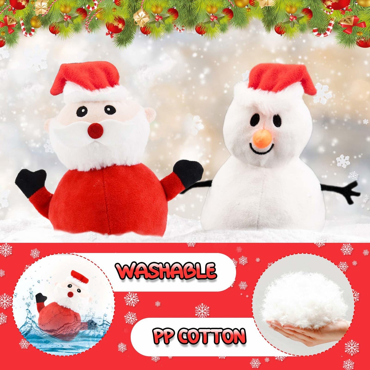 Santa Plush Snowman Plush Toy Reversible Christmas Santa Claus Double Side Stuffed Plushie Soft Doll New Year Birthday Gift for Kids