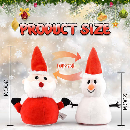 Santa Plush Snowman Plush Toy Reversible Christmas Santa Claus Double Side Stuffed Plushie Soft Doll New Year Birthday Gift for Kids