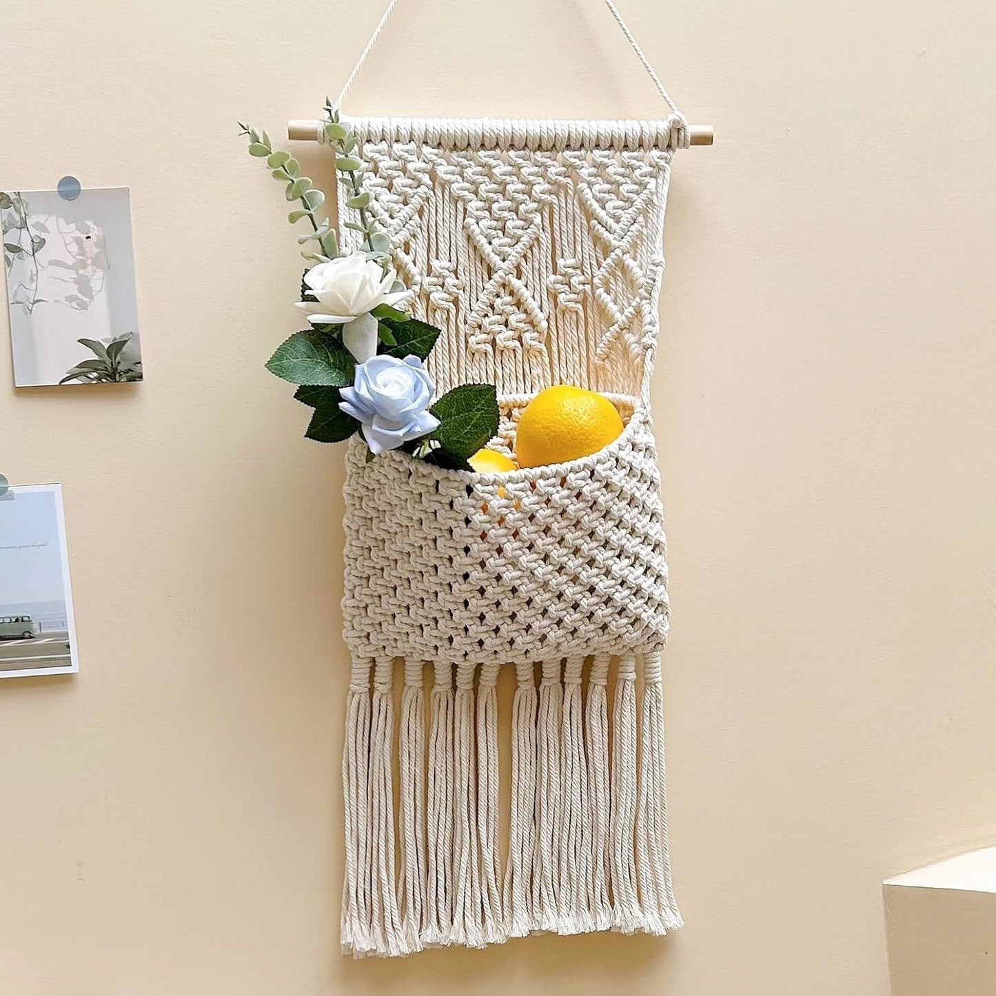 Macrame Wall Decor, Room Decor, Wall Storage, Room Storage, Home Decor,Gifts For Women, Gifts For Mom, Gifts For Grandma, Gifts For Family,Storage Bag Wall Hanging, Wall Decor