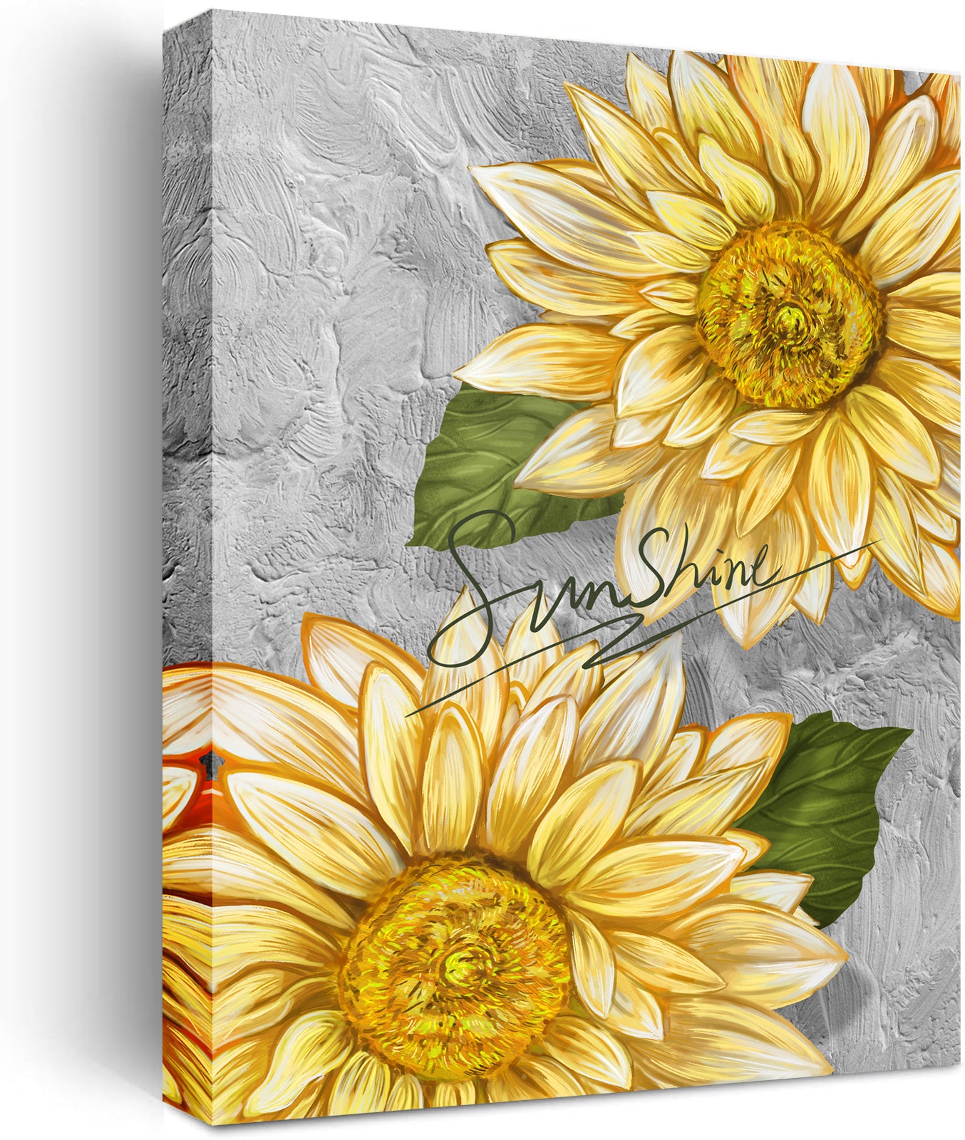 Sunflower Wall Art Bathroom Decor Yellow Flower Canvas Wall Art Sunflower Pictures Wall Decor Floral Prints Painting Framed Artwork for Bedroom Living Room Home Office Decoration,Ready to Hang 12"x15"