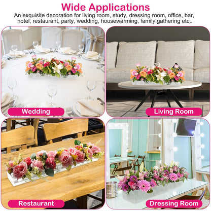 Clear Acrylic Flower Vase Rectangular Floral Centerpiece for Table Decoration Modern Flower Holder for Mother's Day Valentine's Day Wedding Party 12 Holes