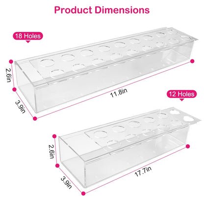 Clear Acrylic Flower Vase Rectangular Floral Centerpiece for Table Decoration Modern Flower Holder for Mother's Day Valentine's Day Wedding Party 12 Holes