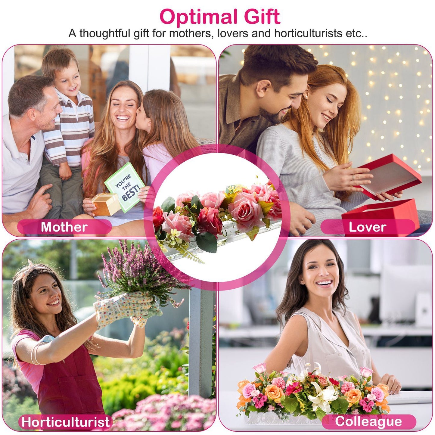 Clear Acrylic Flower Vase Rectangular Floral Centerpiece for Table Decoration Modern Flower Holder for Mother's Day Valentine's Day Wedding Party 12 Holes
