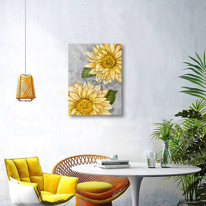 Sunflower Wall Art Bathroom Decor Flower Canvas Wall Art Sunflower Pictures Wall Decor Floral Prints Painting Framed Artwork for Bedroom Living Room Home Decoration,Ready to Hang 12"x15"