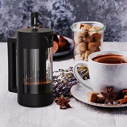 French Press Coffee Maker, Camping French Coffee Press Glass, Heat Resistant Thickened Glass Coffee Press, 100% BPA Free Prensa Francesa, Rust-Free and Dishwasher Safe(12 oz/21oz)