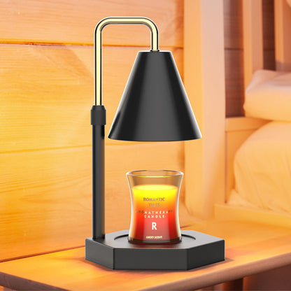 RAINBEAN Candle Warmer Lamp with Timer, Adjustable Height Electric Candle Warmer Dimmable with 2 Bulbs Wax Melt Warmer