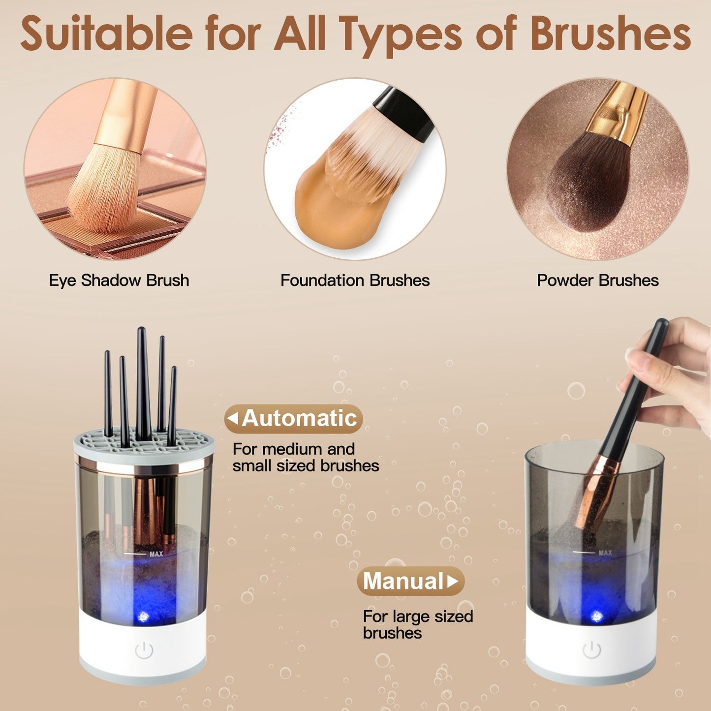 3 In 1 Makeup Brush Blender Cleaner Automatic Makeup Brush Cleaner Machine USB Powered Brush Drying Storage Suitable For All Types of Brushes