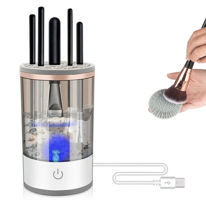 3 In 1 Makeup Brush Blender Cleaner Automatic Makeup Brush Cleaner Machine USB Powered Brush Drying Storage Suitable For All Types of Brushes