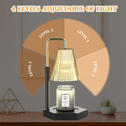 RAINBEAN Candle Warmer Lamp with Timer and Dimmer, Height Adjustable Electric Candle Lamp Warmer for Jar Scented Candles Dimmable Candle Melter