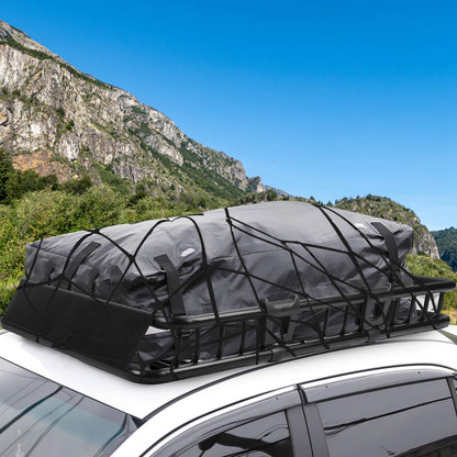 63x39x6.3in Universal Roof Rack Cargo Carrier Car Top Luggage Holder Basket with Hook Strap Elastic Net