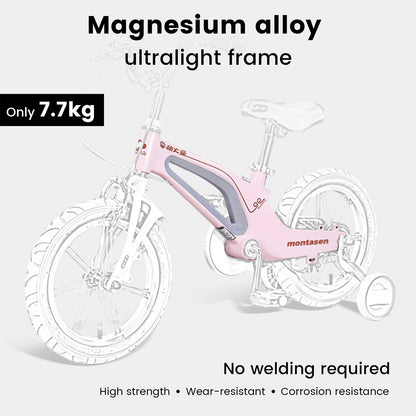 M-F800-14 inch Kids Bike for Girls and Boys, Magnesium Alloy Frame with Auxiliary Wheel, Kids Single Speed Cruiser Bike.