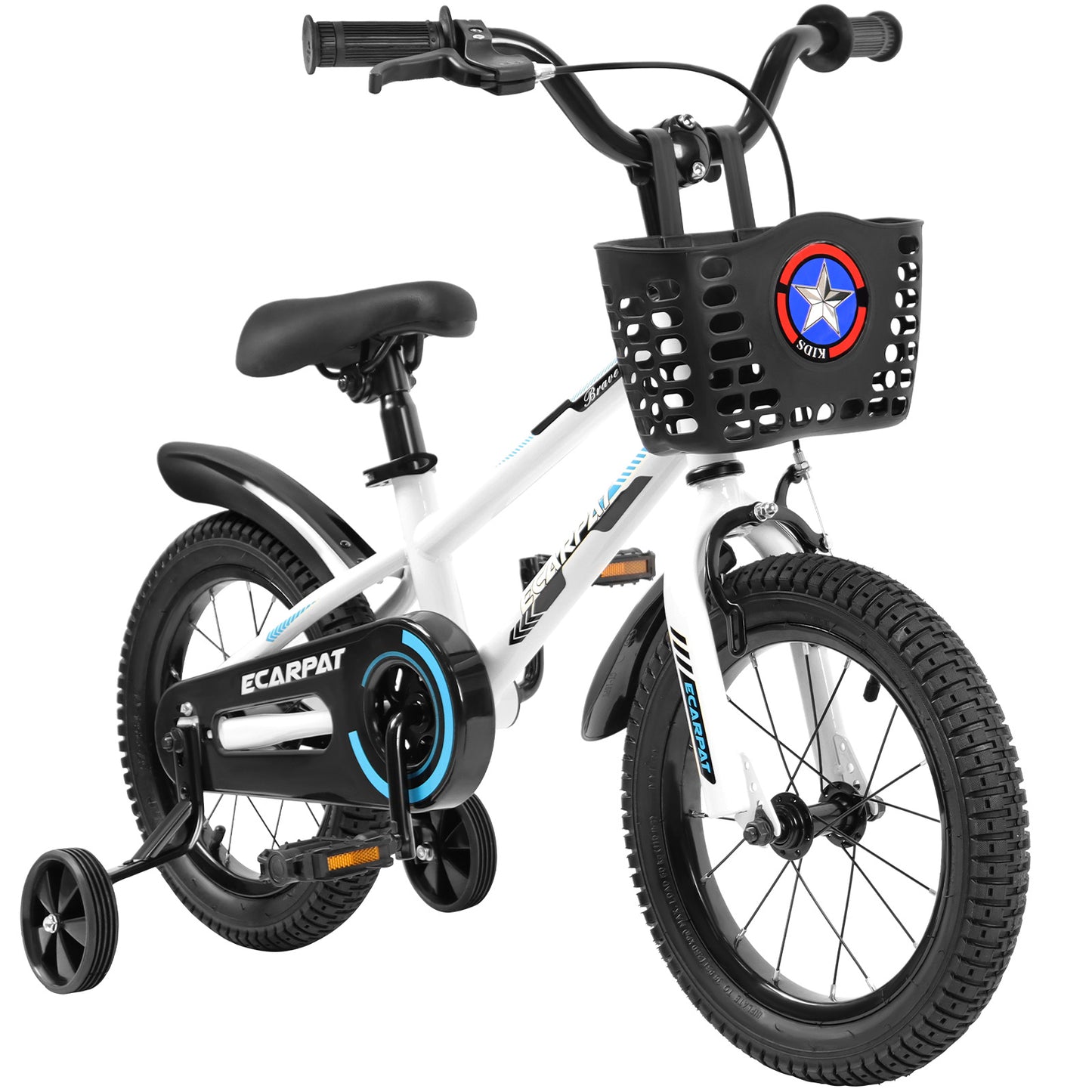 C16111A-Kids Bike 14 inch for Boys & Girls with Training Wheels, Freestyle Kids' Bicycle with Bell,Basket and fender.