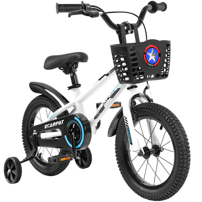 C16111A-Kids Bike 14 inch for Boys & Girls with Training Wheels, Freestyle Kids' Bicycle with Bell,Basket and fender.