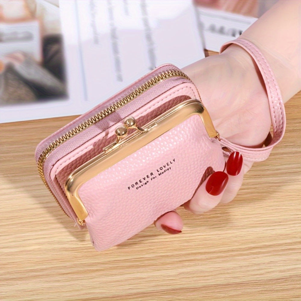 Cute change purse with coin purse card holder for women teen girls,with zipper clasp,