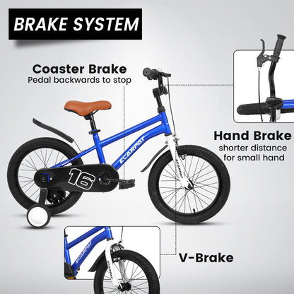 A16114 Kids Bike 16 inch for Boys & Girls with Training Wheels, Freestyle Kids' Bicycle with fender.