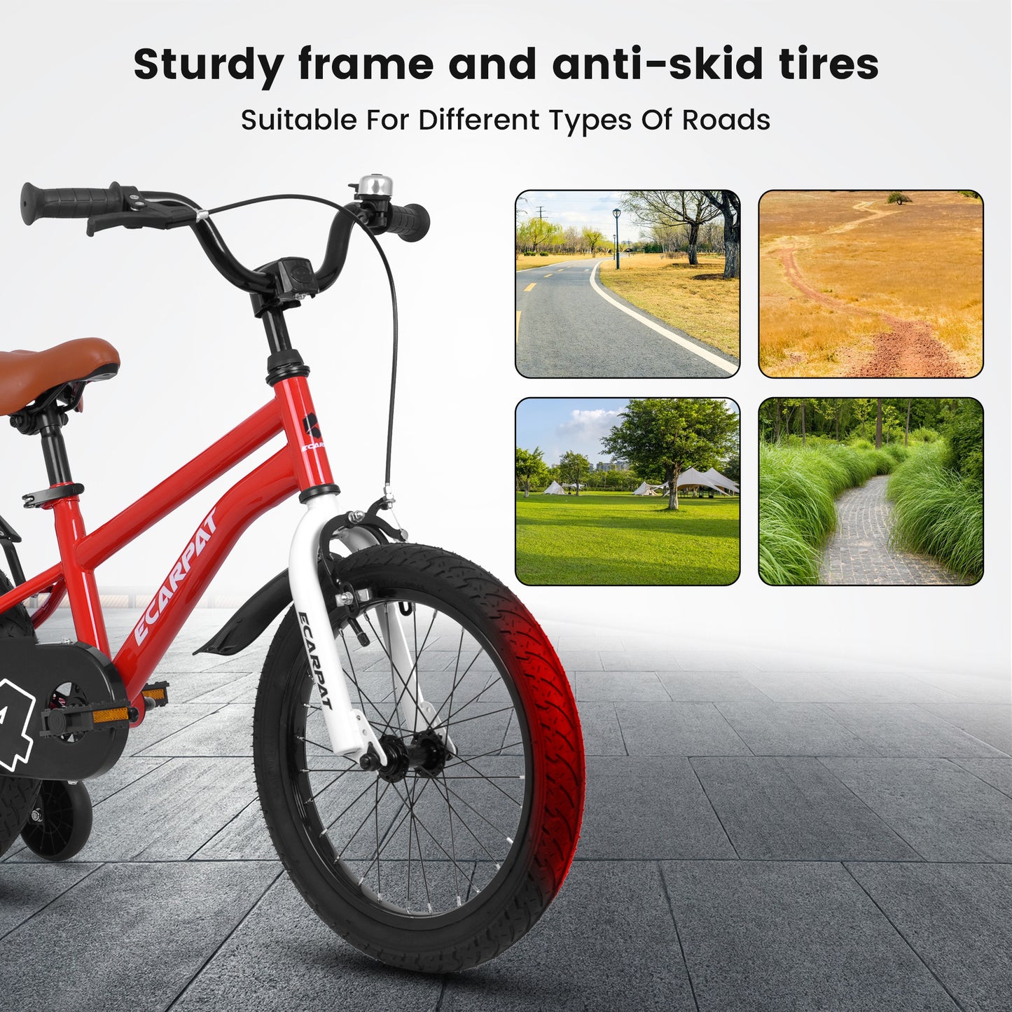 A14114 Kids Bike 14 inch for Boys & Girls with Training Wheels, Freestyle Kids' Bicycle with fender.