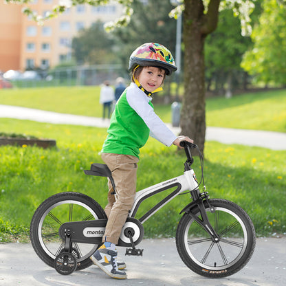 M-F800-16 inch Kids Bike for Girls and Boys, Magnesium Alloy Frame with Auxiliary Wheel, Kids Single Speed Cruiser Bike.