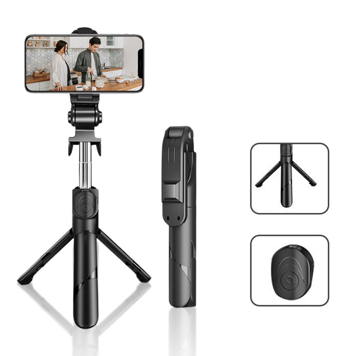 High Low  Retractable Selfie Tripod With Remote