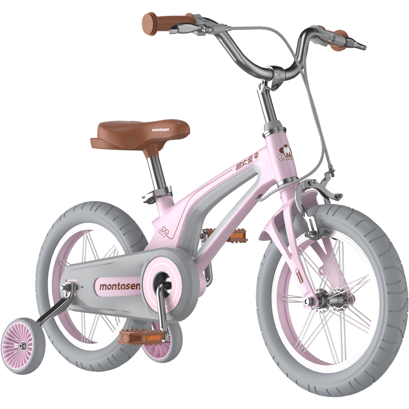 M-F800-16 inch Kids Bike for Girls and Boys, Magnesium Alloy Frame with Auxiliary Wheel, Kids Single Speed Cruiser Bike.