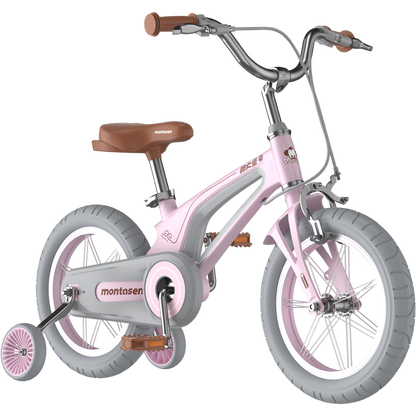 M-F800-16 inch Kids Bike for Girls and Boys, Magnesium Alloy Frame with Auxiliary Wheel, Kids Single Speed Cruiser Bike.