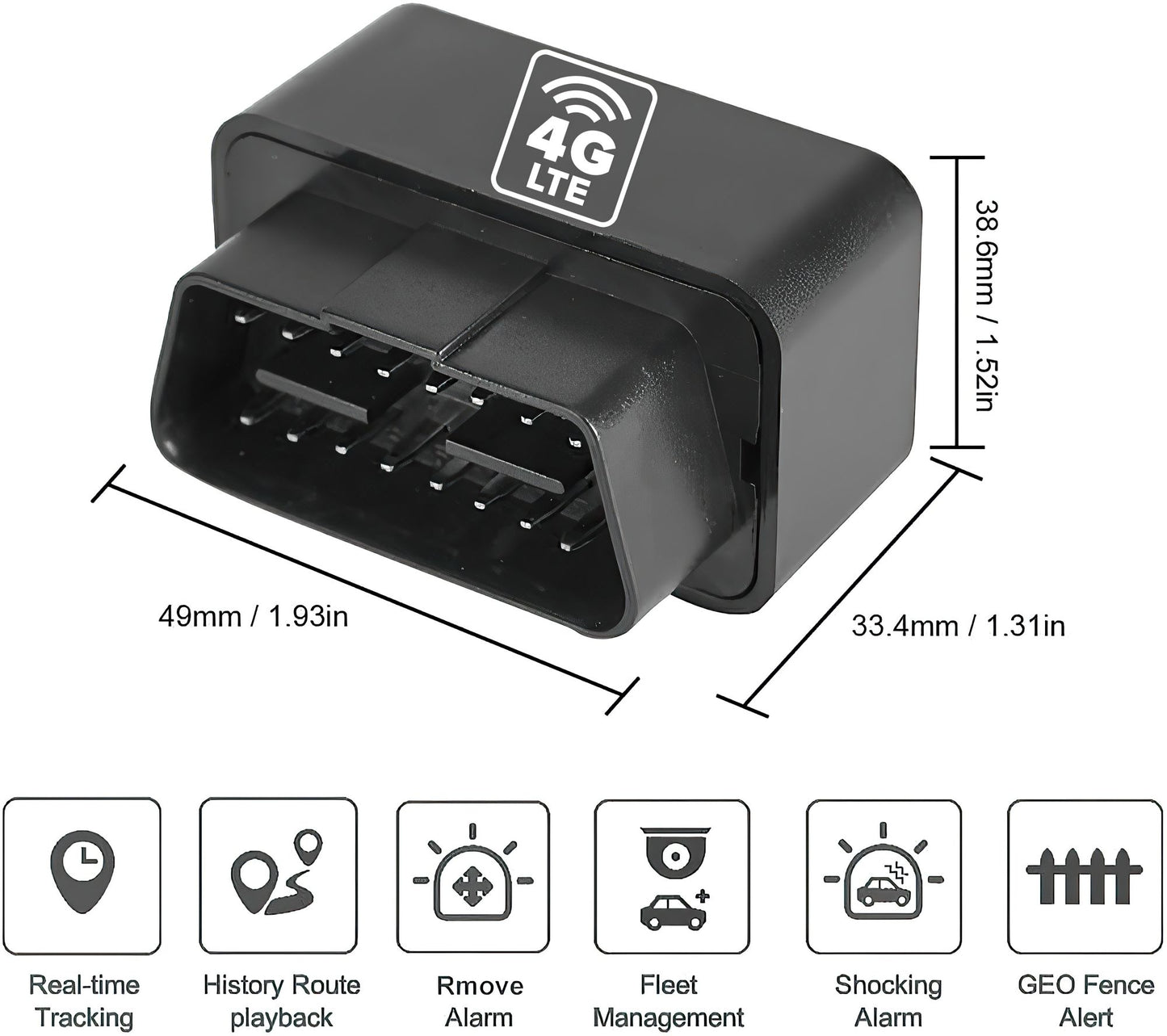 OBD2 GPS Tracker Real Time Vehicle Tracking Device 4G OBD II Car + $5 SIM