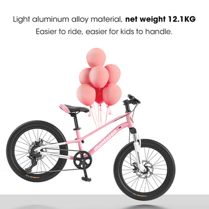 AB03-20 inch Youth Bike Kids Bike for Boys and Girls with Suspension Fork, 7-Speed Drivetrain, Multiple Colors.