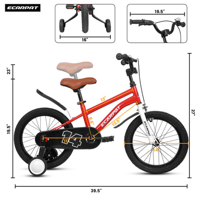 A14114 Kids Bike 14 inch for Boys & Girls with Training Wheels, Freestyle Kids' Bicycle with fender.