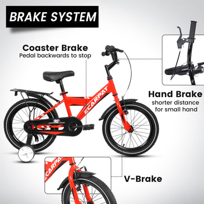 A16115 Kids Bike 16 inch for Boys & Girls with Training Wheels, Freestyle Kids' Bicycle with fender and carrier.