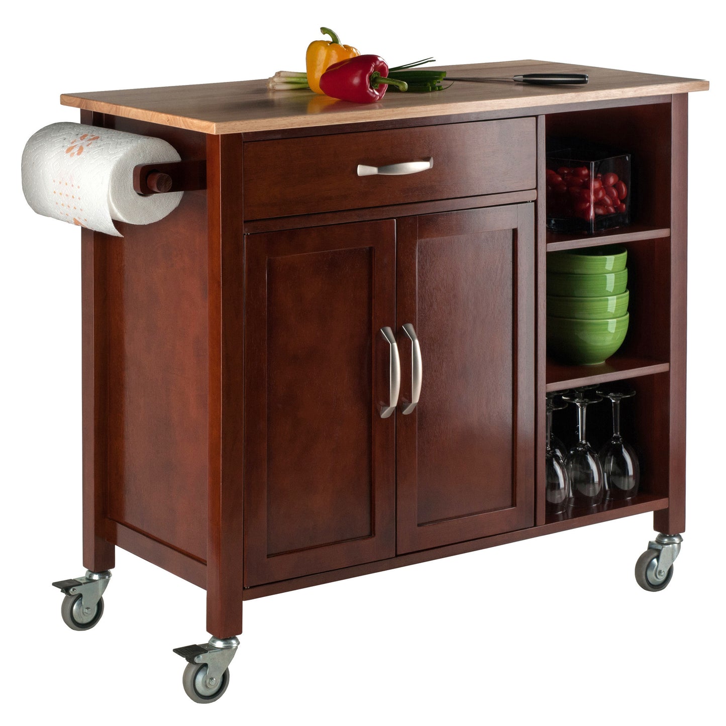 Mabel Kitchen Cart Walnut/Natural