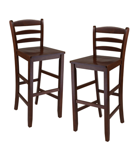 Benjamin 2-PC Ladder Back 30" Bar Stool Set Antique Walnut