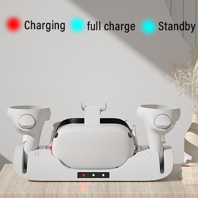 Upgraded Charging Dock with LED Light for Oculus Quest 2,Charging Station with 2 Rechargeable Batteries for Meta Oculus Quest 2 Accessories,Headset Display Stand and Controller Mount,Magnetic Cable